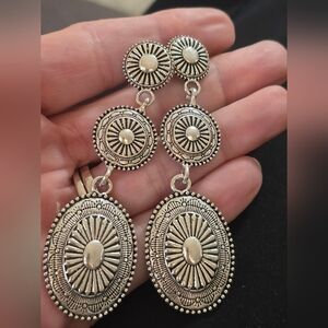 Vintage Inspired Silver Concho Earrings